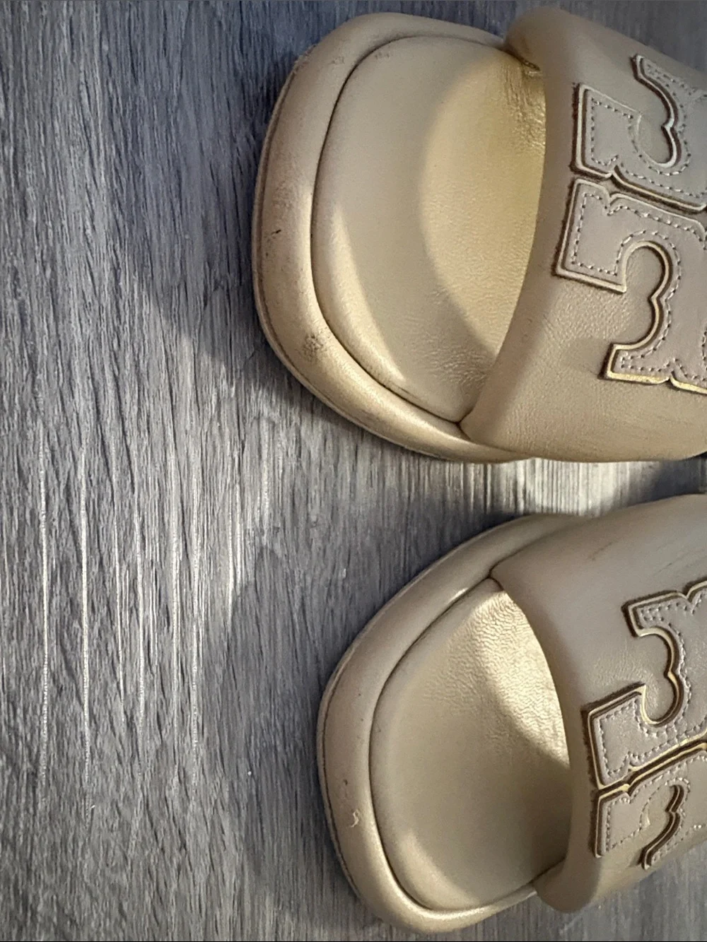 Tory Burch Beige Logo Slide Mules